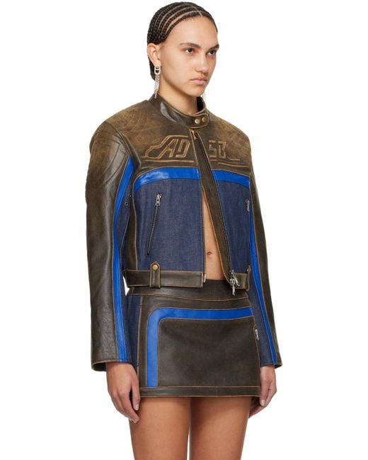 ANDERSSON BELL Blue Racing Leather Jacket