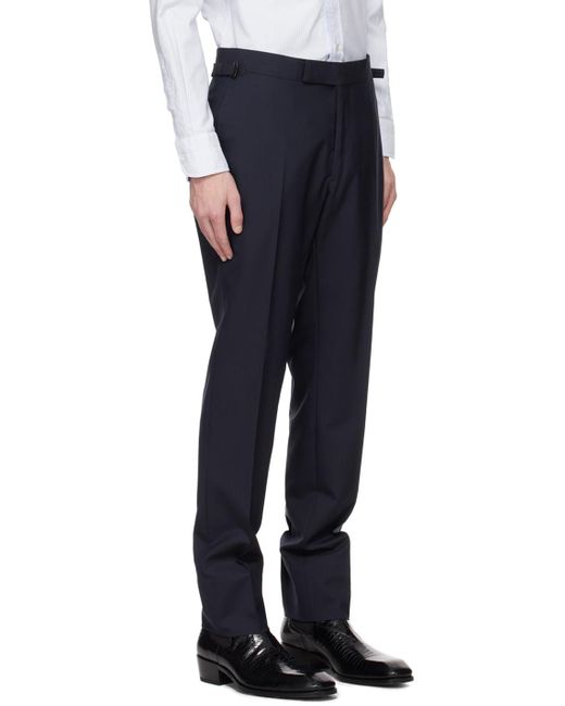 Tom Ford Blue Navy Super 120's Trousers for men