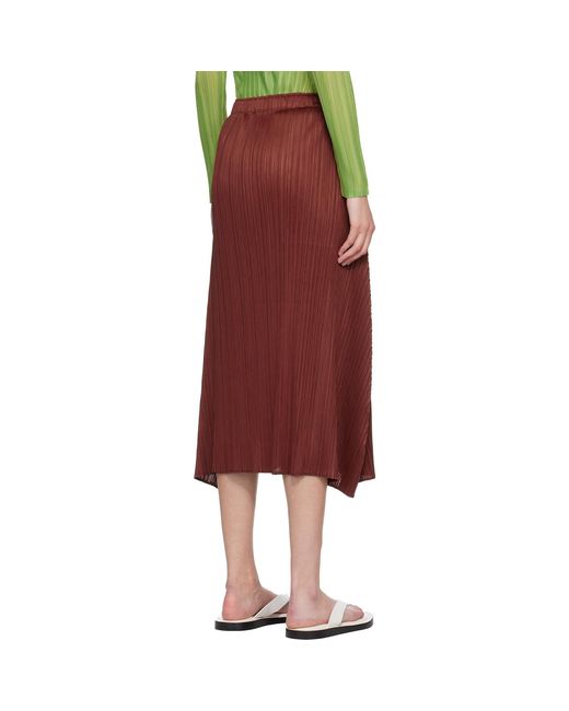 Pleats Please Issey Miyake Red Burgundy Monthly Colors October Maxi Skirt