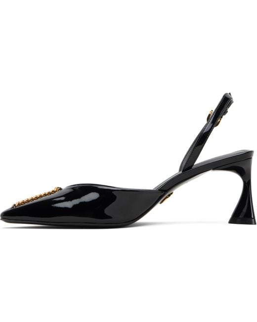 Stella McCartney Black Elsa Patent Slingback Heels