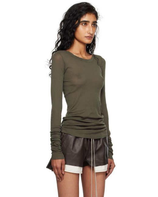 Rick Owens Black Khaki Concordians Mini Rib Ls T-Shirt