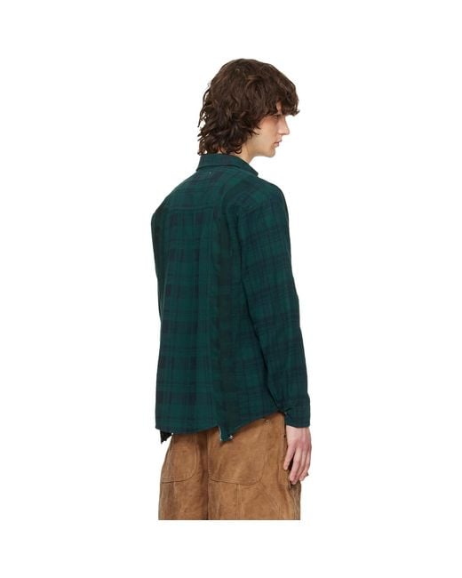 Needles Blue Flannel 7 Cuts Shirt for men