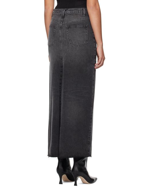 Reformation Black Gray Tazz Denim Maxi Skirt