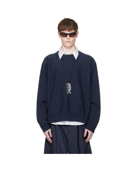 Hed Mayner Blue Embroidered-Logo Sweatshirt for men