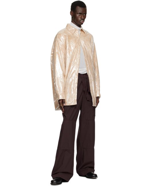 メンズ Dries Van Noten バーガンディ オーバーダイ カーゴパンツ Black
