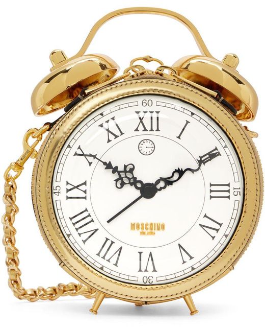 Moschino Metallic Gold Alarm Clock Bag