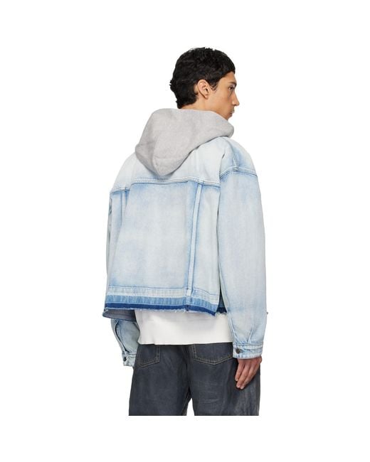 we11done Blue Layered Denim Jacket for men