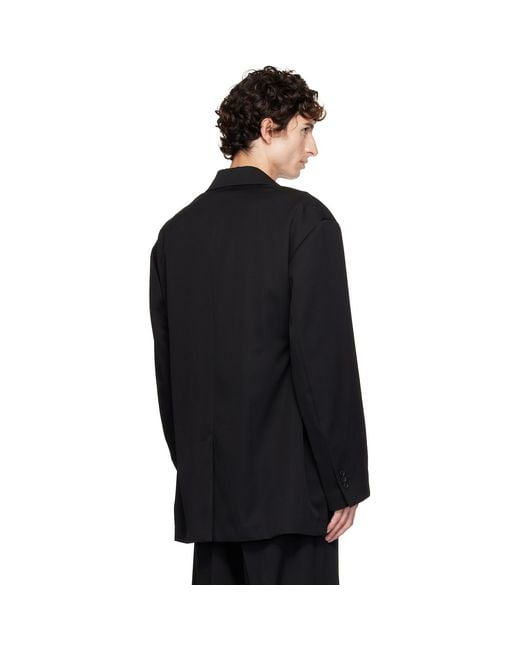 Ssstein Black Oversized Single Breasted Long Blazer for men