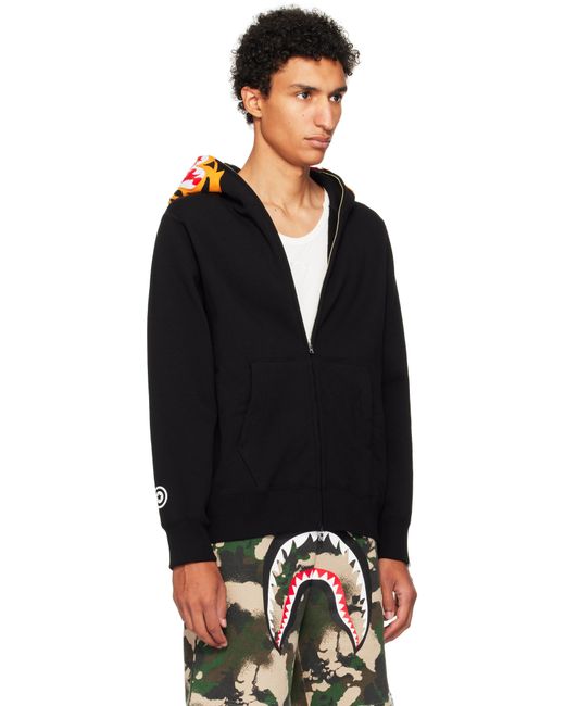 A Bathing Ape Black Tiger Full Zip Hoodie for men