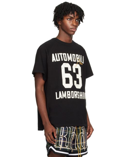 Rhude Black Automobil Lamborghini Edition T-shirt for men