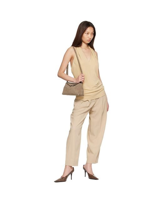 Totême Natural Tan T-Lock Suede Clutch
