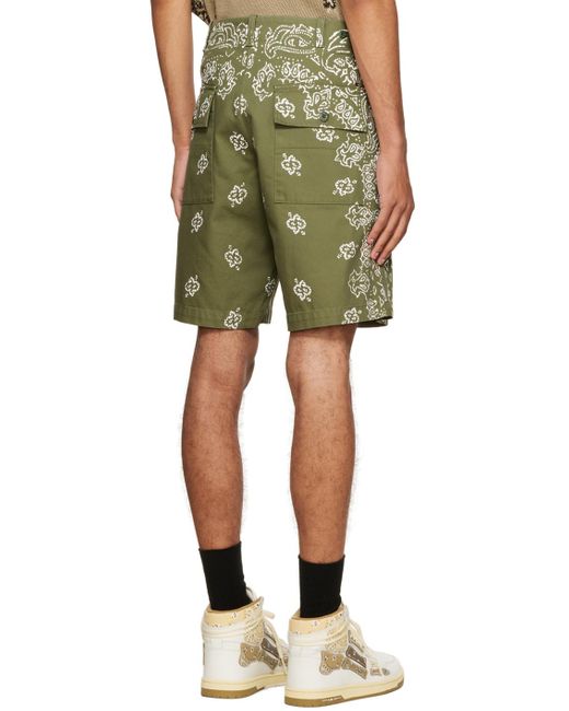 Amiri Green Bandana Field Print Shorts for men
