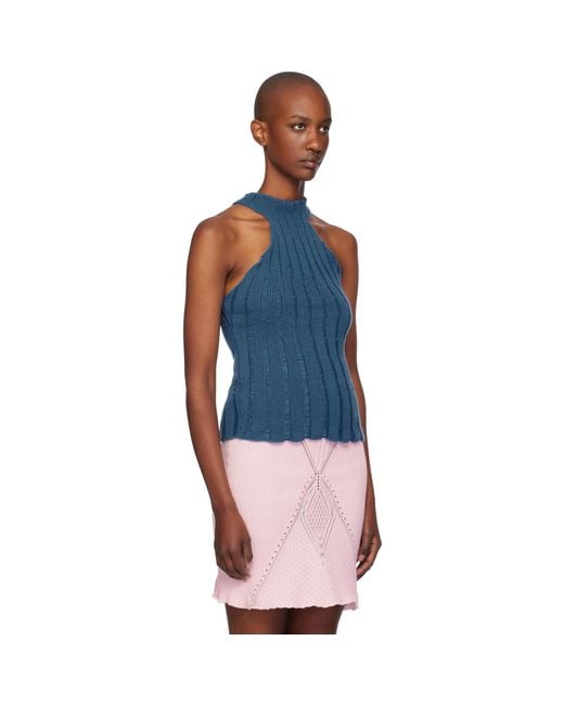 Isa Boulder Blue Lily Halter Neck Tank Top