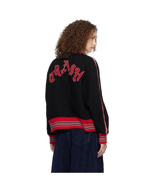 Needles Black Deconstructed Letter Bomber Jacket