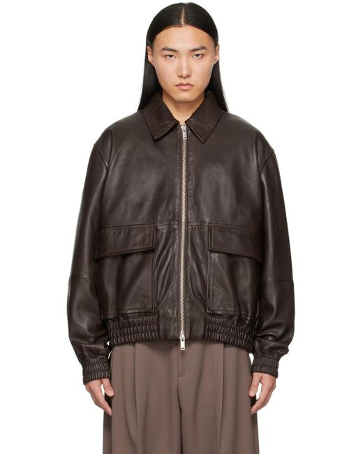Studio Nicholson Piston Leather Jacket in Black for Men | Lyst UK