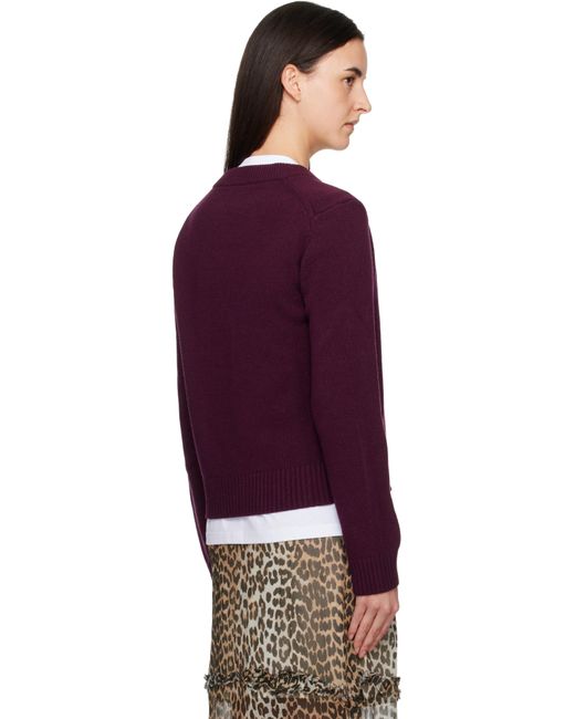 Ganni Purple Wool Mix Cardigan