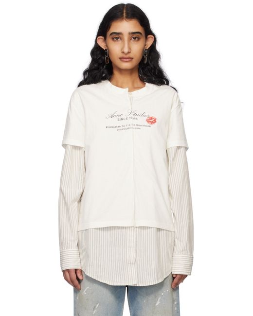 T-Shirt Étagé Blanc Cassé Acne en coloris White