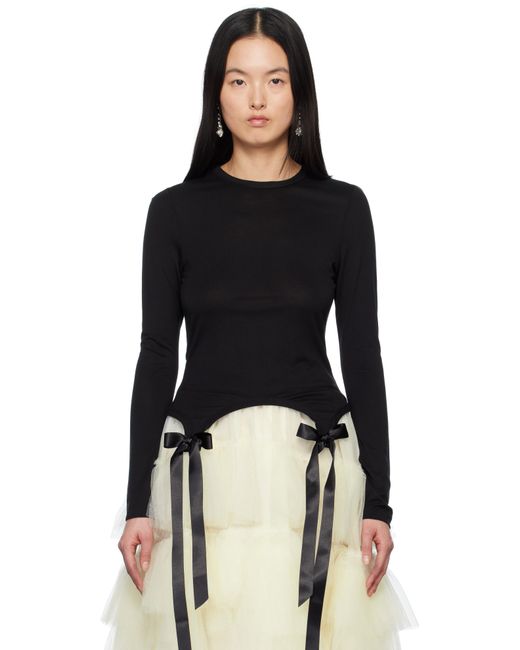 Simone Rocha Black Bow Tail Easy T-Shirt