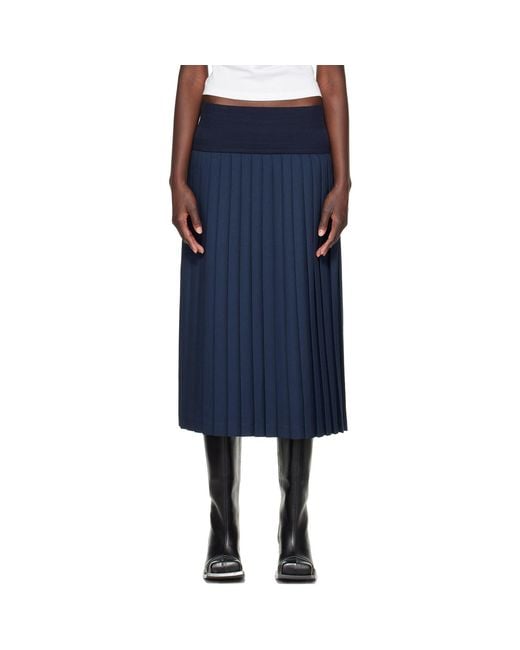 STEFAN COOKE Blue Match Midi Skirt