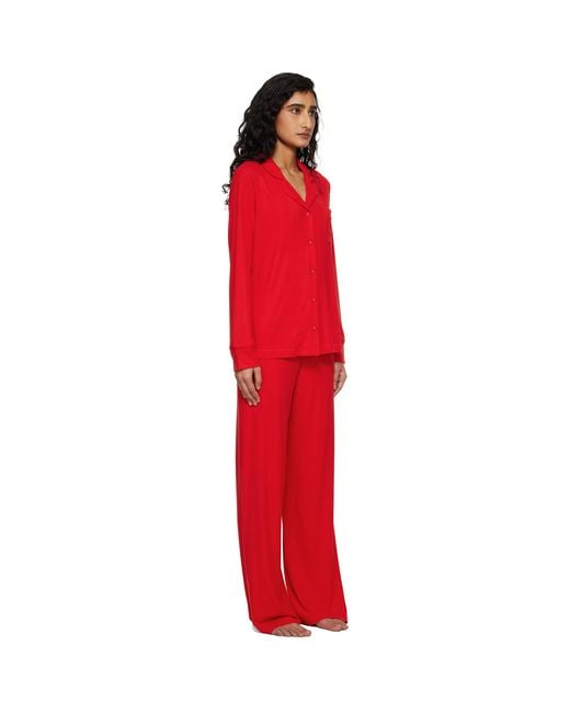 Skims Red Soft Lounge Sleep Pyjama Set