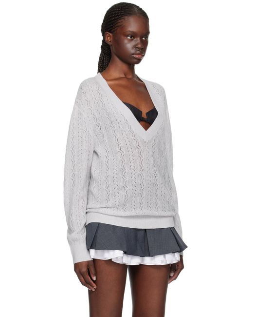 ShuShu/Tong Black Gray V-neck Sweater