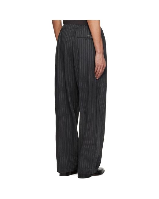 Wooyoungmi Black Striped String Trousers for men