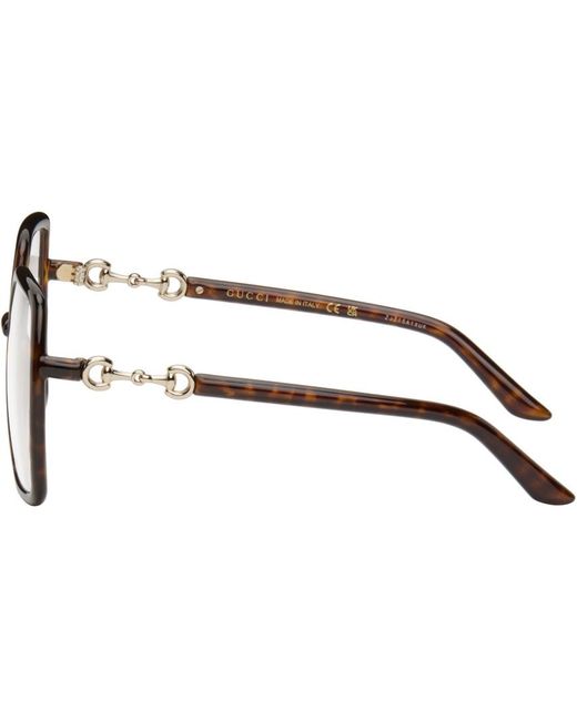Gucci Black Tortoiseshell Horsebit Glasses