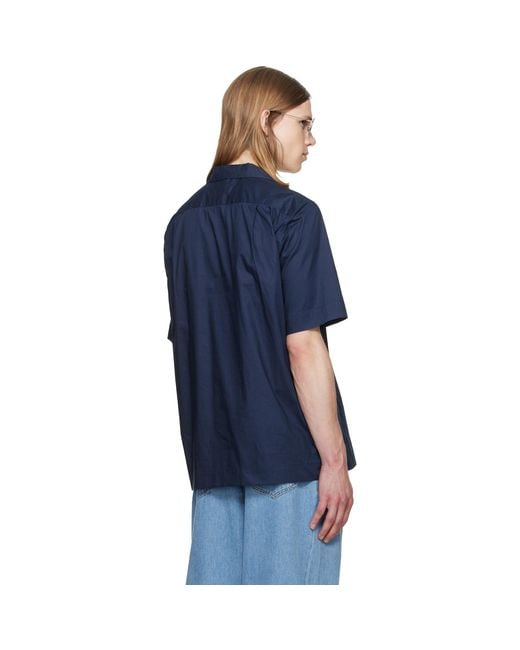 Dries Van Noten Blue Cotton Appliqué Shirt for men