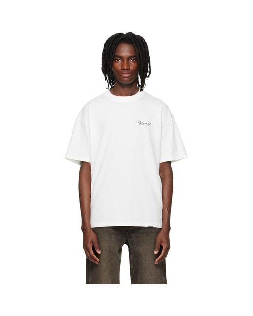 Represent White Off- Owners Club' Script T-Shirt for men