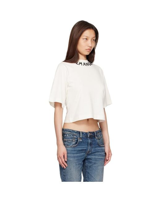 Palm Angels White Off- Neck Logo Boxy T-Shirt