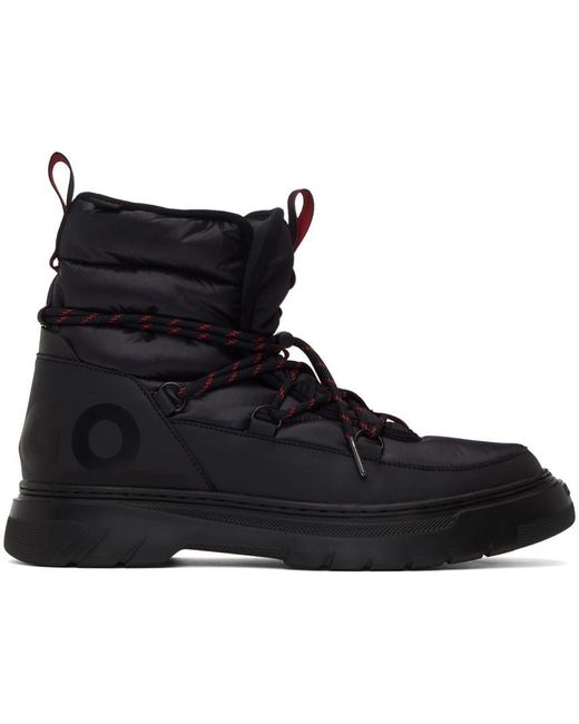 HUGO Black Quilted Boots for Men Lyst