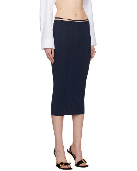 Jacquemus Blue Navy 'la Jupe Pralu' Midi Skirt