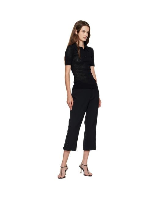 Victoria Beckham Black Tab Detail Cropped Trousers