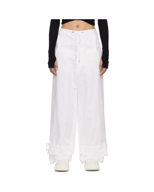 Dion Lee White Eyelet Tie Trousers