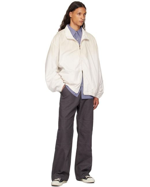 メンズ Acne Studios オフホワイト ロゴプリント ジップアップ