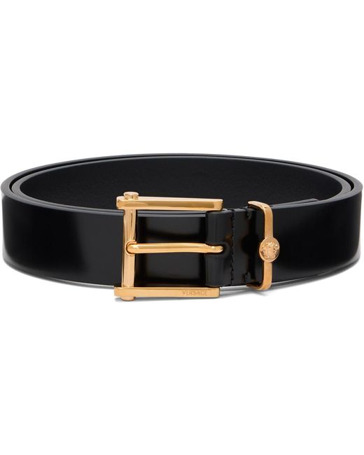 Versace Black Column Leather Belt for men