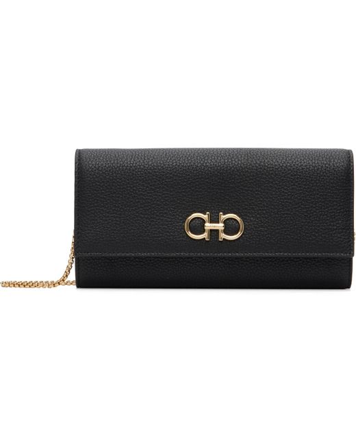 Ferragamo Black Gancini Wallet Chain Bag