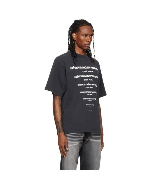 Alexander Wang Black Gradient Logo Short Sleeve T-Shirt for men
