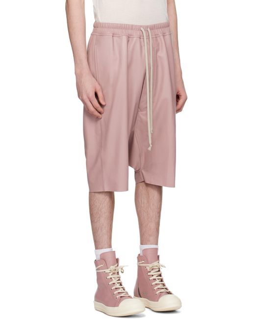 Rick Owens Pink Rick's Pods Leather Shorts for men