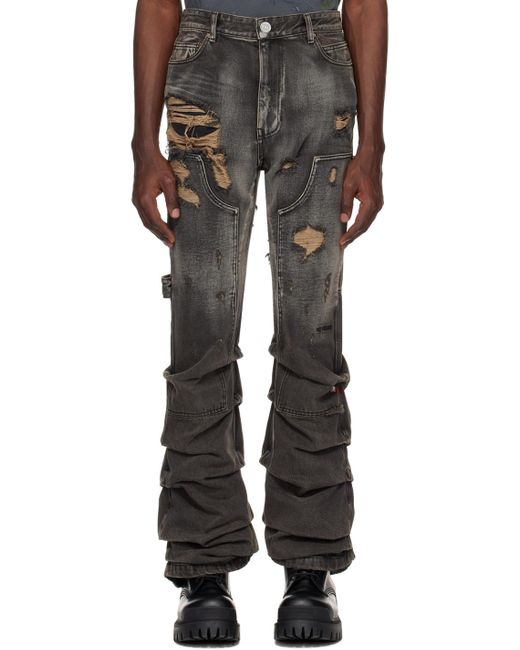 we11done Black Distressed Jeans for men