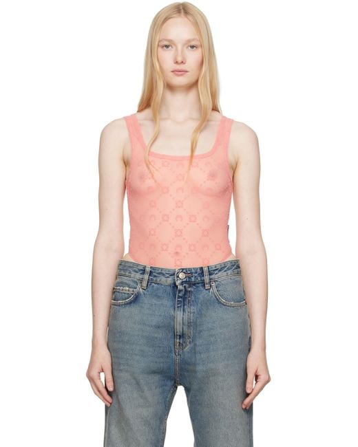 MARINE SERRE Blue Ssense Exclusive Recycled Mesh Flock Bodysuit