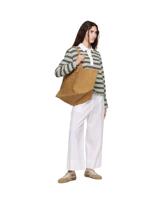 A.P.C. Brown Tan Drummer Toile Tote