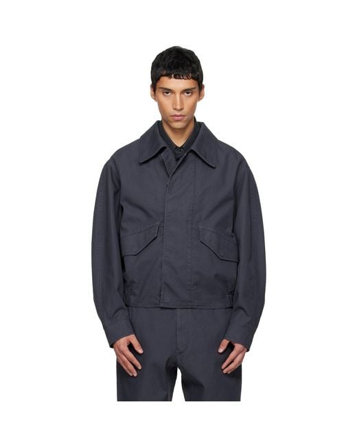 Lemaire Blue Boxy Blouson Jacket for men