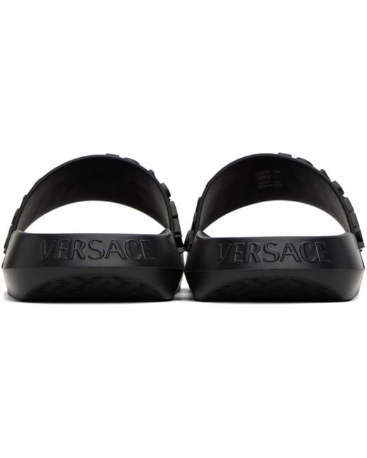 Versace Black Allover Slides for men
