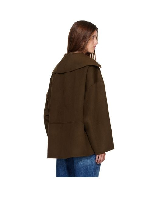R2W Brown Nenka Wool Cash Sailor-Collar Jacket
