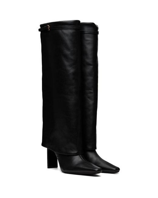 Staud Black Wally Foldover High Heel Boots