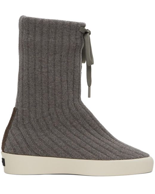 Fear Of God Gray Moc Knit High Sneakers for men