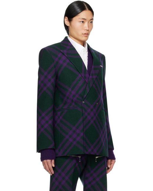 Burberry Blue Green & Purple Check Blazer for men