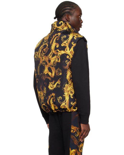 Versace Black Watercolour Reversible Down Vest for men
