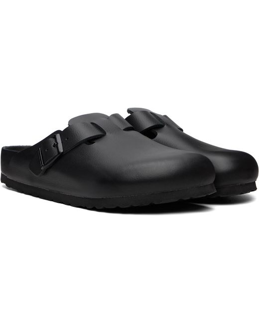 Birkenstock Black Regular Boston Leather Slip-On Loafers for men